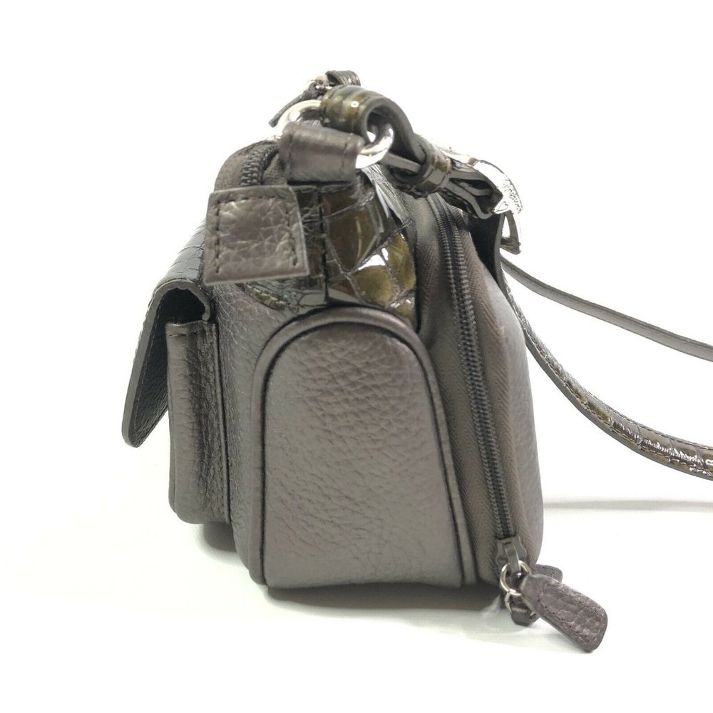 Brighton Croc Embossed Leather Purse Pewter Gray - Picture 4 of 12